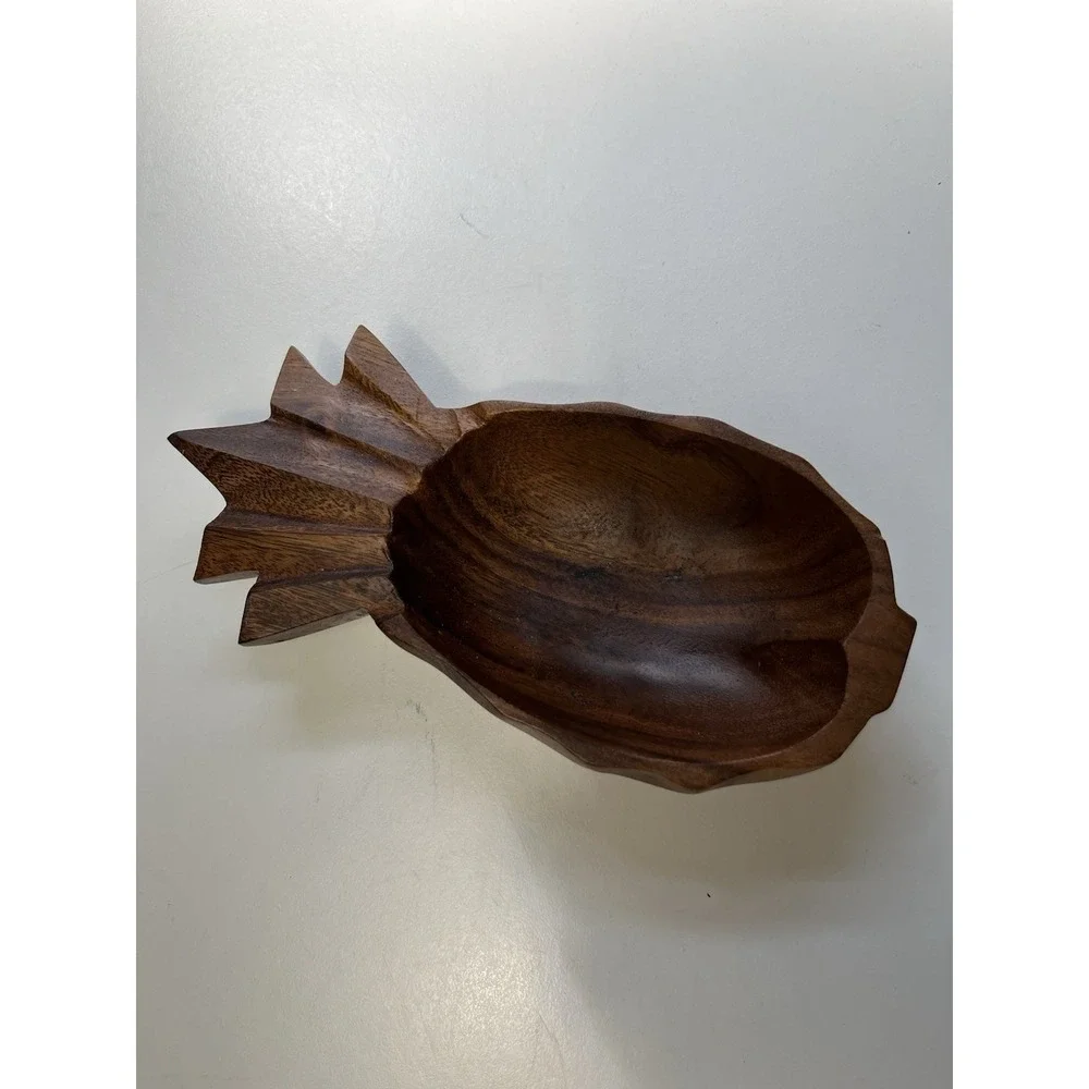 Monkey Pod Vintage Carved Wood Pineapple Tray Dish